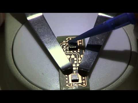 SMD "dead bug" prototype hand soldering with tiny LGA sensors.