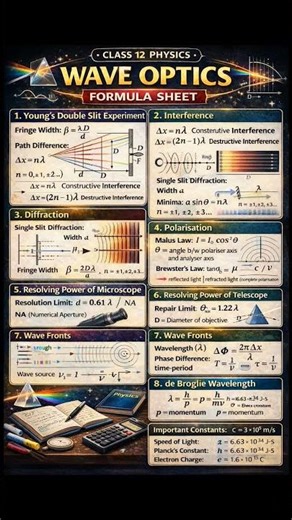 formula sheet of wave optics #trending #physics #2026 exam #12th class