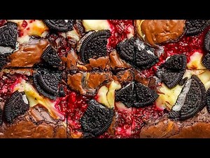 Ultimate Fudgy Brownies Loaded with Cheesecake, Raspberries, Nutella & Oreo Crunch! 🍫🍓🍪