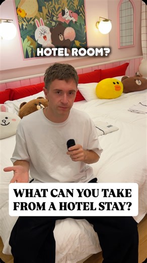 Jade Beaty | Live The Dash on Instagram: "What can you take from a hotel room?? What hotel amenities are for the taking and what should stay behind? It’s a Ross from Friends moment 👀 Hotel room Hotel life Korea hotel Hotel freebies Mini fridge hotel Line Friends South Korea Seoul Korea Myeongdong"