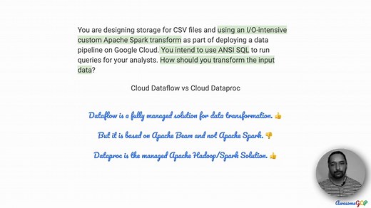 PDE-11 Quick, GCP Professional Data Engineer - Apache Spark, SQL, Dataproc, BigQuery, Dataflow