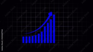 Animated down graph icon designed in flat icon style, business or finance concept icon. Business data concept graphs with alpha. 4k animation.