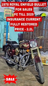23K views · 6.5K reactions | ROYAL ENFIELD BULLET FOR SALES IN CHENNAI 1978 MODEL SINGLE OWNER INSURANCE CURRENT FC TILL 2029 FULLY RESTORED EXPECTED PRICE - 2.2L ( Negotiable ) 9841123345 CHENNAI MOOLAKADAI DM ONLY FOR BIKE/CAR/SHOP PROMOTIONS (PAID) WHATSAPP ARK DIARIES 7200407426 | Anand Ramakrishnan Ark | Facebook