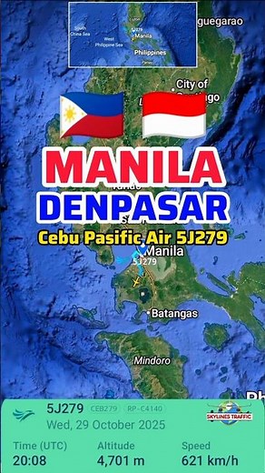 ✈️ Manila 🇵🇭 to Denpasar, Bali 🇮🇩 Flight | Cebu Pacific Air 5J279 #skylinetraffic #aviation #travel
