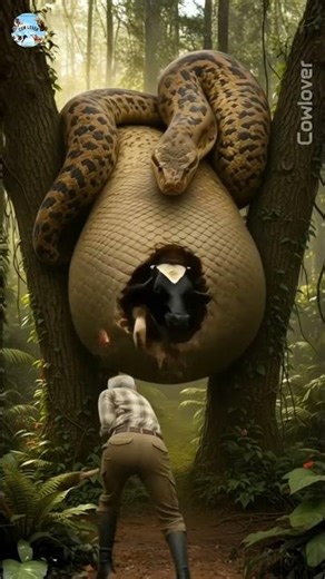 rescue cow from giant python #animals #shorts #funny