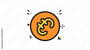 Animation euro coin symbol in orange and yellow. Alpha channel, Ideal for finance, currency, European Union, and monetary concepts