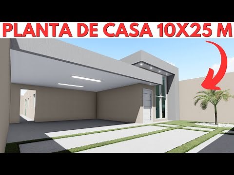 PLANTA DE CASA 10X25 METROS COM 3 QUARTOS, ÁREA GOURMET E PISCINA.