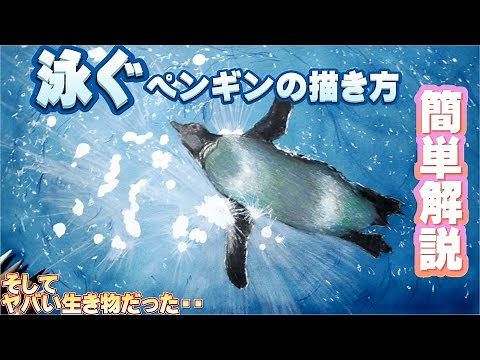 【色鉛筆の塗り方】泳ぐペンギンの描き方を解説＆実はヤバイ生き物だった