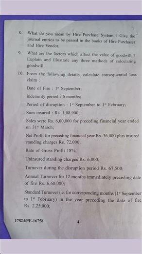Advanced Accounting BCom Sem 4 PU | Exam paper practice with notes study material panjab university