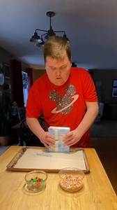 This is Bobby’s favorite cookie, pull apart sugar cookies dipped in colorful sprinkles. He’s made them many times before so I decided to give no instructions and he did amazing. I put them in and out of the oven, I still don’t fully trust this part. | Bobby's World