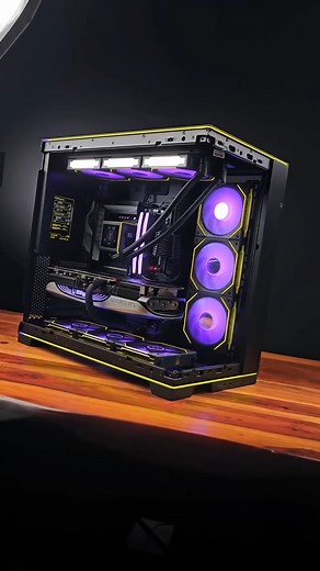 NGL, this rare purple and yellow themed PC Build looks cyber-tastic 💜💛 IG: mancave_pc #PcBuild #GamingPC #PcSetup #Tech #PcHardware #PcComponents #PcGaming | ZOTAC