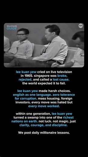 In 1965, Singapore stood at the edge of uncertainty, rejected and written off as a lost cause, even as its leader showed raw emotion before the world. Lee Kuan Yew carried the weight of a fragile nation and made hard, unpopular decisions that demanded discipline and vision. Through strict governance, unity through language, and zero tolerance for corruption, he reshaped the future. What followed was not luck or magic but the result of relentless leadership and unwavering national purpose. Follow
