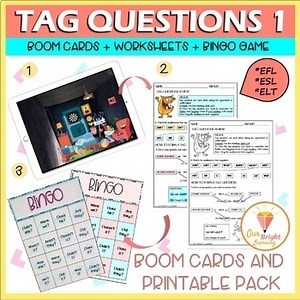 Tag Questions | ESCAPE ROOM | BOOM Cards | Worksheets | Bingo | Game