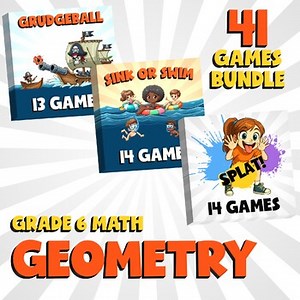 41 No Prep Math Games Bundle C - Geometry - Grade 6 Review Activity