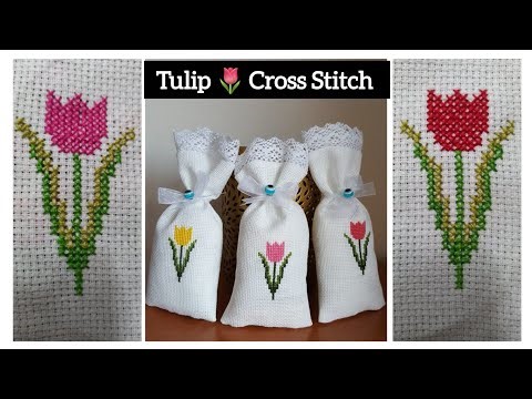 Marvelous Cross Stitch Pattern for Everything | Punto de Cruz | Tulip 🌷 Flower Pouches