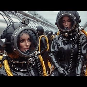 Craziest girls in scuba diving gear dresses and latex full face gas masks