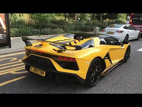 Yellow Lamborghini Aventador SVJ Sound And Acceleration On The Street In London | September 2021