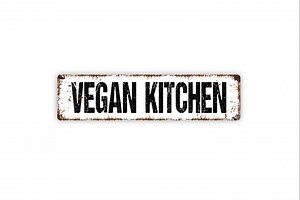 Vegan Kitchen Sign | Metal Kitchen Wall Decor for Plant Based Home | Modern Food Lifestyle Street Style Sign - Etsy