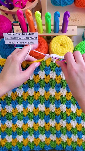 140K views · 1.6K reactions | The crochet teardrop stitch is similar to a crochet granny stitch. However, in this stitch, a treble crochet replaces the second stitch 2 rows below. #reels #crochet #knitting #yarn #embroidery #howto #tutorial #artist #makersgonnamake #inspiration #pattern #naztazia | Naztazia | Facebook