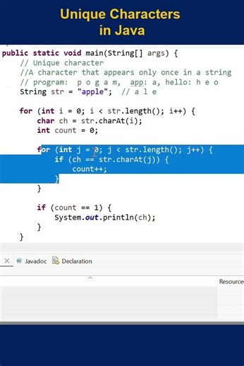 Unique Characters in Java #java #javaforbeginners #javainterviewquestions #automationtesting