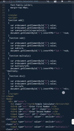 How to Make a Simple Calculator using HTML, CSS & JavaScr #youtubeshorts #reels #coding #viral