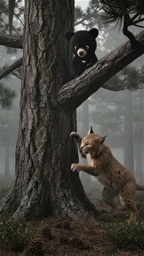 Cub vs Bobcat 8 Seconds to Survive#BearCub #Bobcat#Shorts