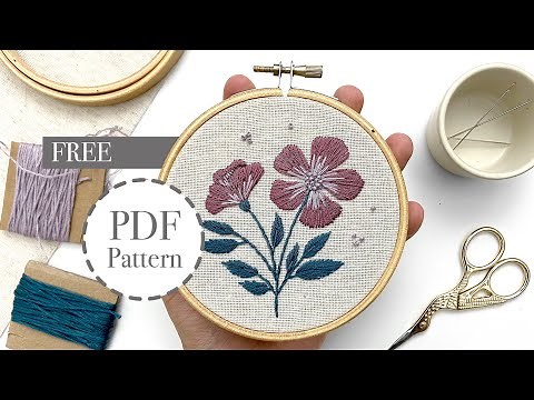 Easy Elegant Flowers - Hand Embroidery Pattern - Free Printable Design