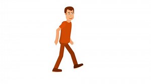Funny character. Animation of a man walking, alpha channel is on. Cartoon