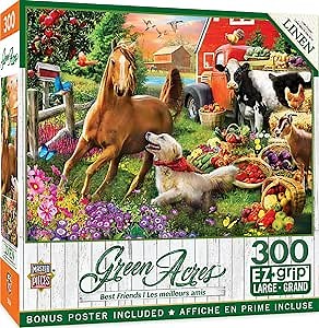 MasterPieces - 300 Piece Jigsaw Puzzle, Large EZ Grip Shapes, Best Friends, Fun for Adults, Seniors, Family, Kids, Matte Finish, 18"x24