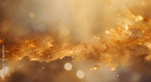 Golden wave particles are flowing on a bright abstract background. This luxurious background is ideal for beauty and fashion concepts