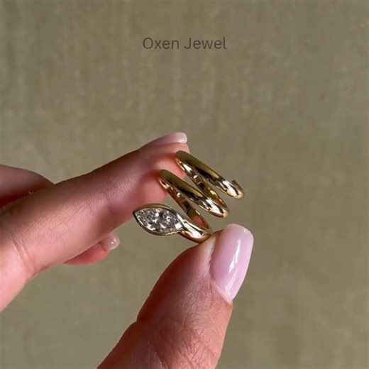 Snake Ring 14K Solid Gold Diamond Snake Ring Animal Wrap Ring Anniversary Gift Marquise Cut Bezel Set Serpent Style Ring Pinky Snake Ring - Etsy