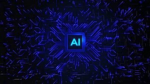 AI Futuristic Machine learning robot human big data network connection, Data mining exchange, deep learning, Science artificial intelligence technology innovation. ChatGPT, Automated. 3D Illustration