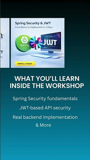3-Day Spring Security & JWT Workshop: live, hands-on. #springboot #springproject #javadeveloper