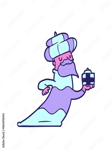 stretching up animation of cartoon of one of three wise men