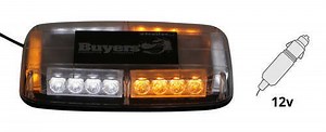 LED Mini Strobe Light Bar - Magnetic Mount - 10 Flash Patterns - Rectangular - Amber and White LEDs