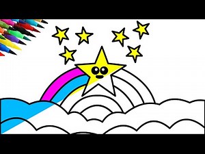 ⭐️ Cute Star Drawing with Rainbow & Clouds – Fun and Easy Art for Kids 🌈☁️