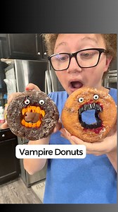 Vampire Donuts 🧛‍♂️ 🍩 One of our top 5 most popular Halloween food reel. These blood-curdling donuts are sure to suck you in! They are the perfect treat for a night of frightful fun. We used: Donuts (Make sure donuts you use have a big enough hole for the teeth) Vampire teeth (washed) Candy Eyes Icing gel ( to attach eyes) Red food coloring #vampiredonuts #halloweendonuts #halloweenfood #halloweensnacks #easyrecipes #halloweentreat #kidapproved #halloweenpartyfood #halloween #halloweenreels #p