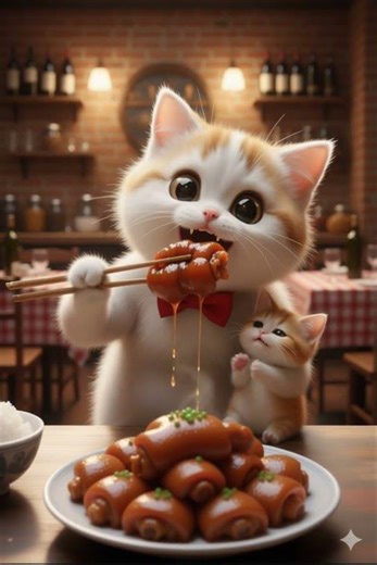 CAT CC EAT PIG LEGCAT CC 豚足を食べる#shorts #cutecat #catshorts #cat #aianimation #new