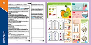 EYFS Maths: Fruit Salad Shopping List Counting Group Activity Adult Input Plan and Resource Pack