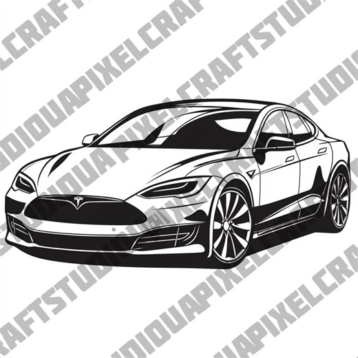 Tesla Model S Wall Art Bundle – 6 Digital Prints | PDF SVG PNG | Modern Electric Car Decor | Instant Download - Etsy