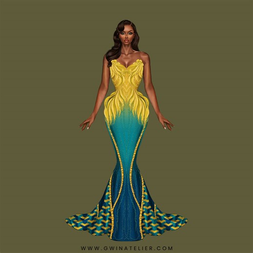 Gwin Atelier for Dashline Clothing Sketch Design Gwin Atelier ©️2026 #theGwinAtelierEffect Dress by @dash_line_clothing Hair Styling by @Yann Kente from @afya’s KLOSSET Makeup by @blackrosemakeupartistry Photography by @vinocaptures Content creator: @Uk Wedding content creator #kentegown #kente #ghanaianbride #sketchtolife