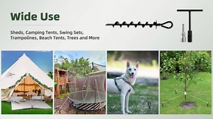 6 Pack Heavy Duty Ground Anchors, Shed Anchors kit, Swing Set Anchor 14 Inch Screw in Earth Anchors Trampoline Stakes Metal Auger Anchor for Shed Tent Carports Securing Animals Camping
