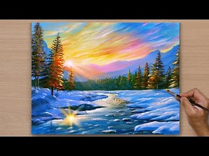 Easy Way to Paint a Beautiful Winter Scenary / Acrylic Painting / STEP BY STEP #123