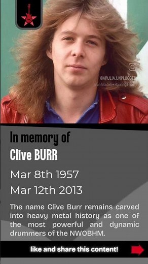In memory of Clive BURR - Mar 12th 2013 #ironmaiden #drummer #drumhero #inmemoriam #onthisday #metal