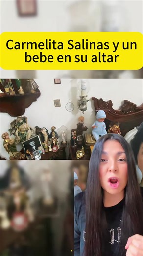 Carmelita Salinas tienda a un bebé en su altar#usa #mexico #carmelitasalinas #elbeto