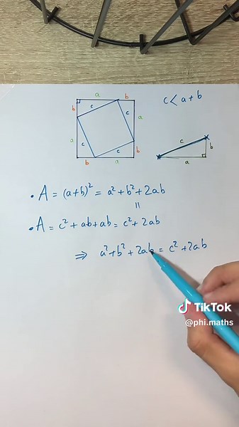 Petite demonstration geometrique du theoreme de pythagore 😁 #maths #math #mathtrick #pythagore #brevet2023 #pourtoi