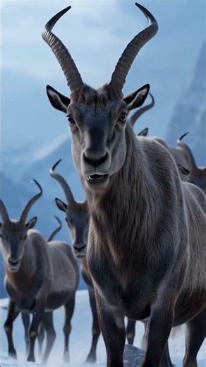 Life on the Edge | Wild Ibex in the Snow Mountains #goatclimbing