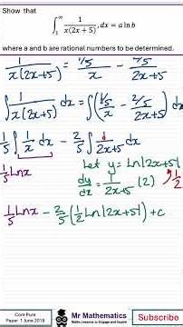 Further Maths Integration | Edexcel Core Pure June 2020 Q2| Mr Mathematics