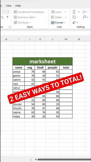 2 Easy Ways to Calculate Total in Excel | AutoSum + Alt + = Shortcut #Shorts #viral #exceltips