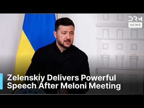 Ukrainian President Zelenskiy Full Speech After Meloni Talks In Italy | DRM News | AC1F